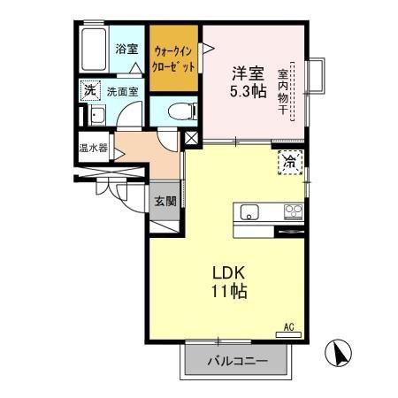 ディア立夢(1LDK/3階)の間取り写真