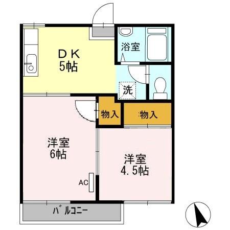 ル・グラン 旭(2DK/2階)の間取り写真