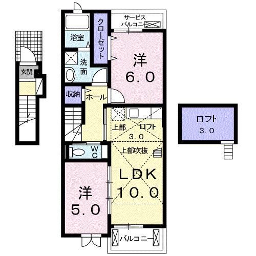 クオーレC(2LDK/2階)の間取り写真