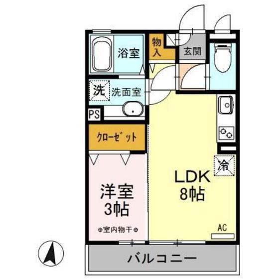 マリオーネ八千代(1LDK/2階)の間取り写真