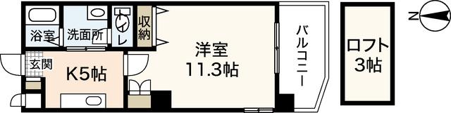 第13平勝ビル(1K/4階)の間取り写真
