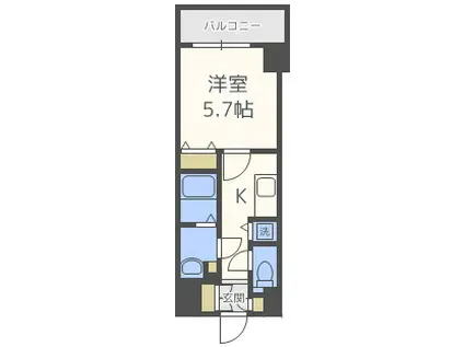 ルクレ難波(1K/11階)の間取り写真
