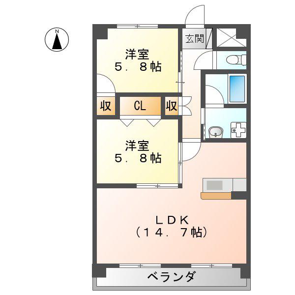 本郷マンション(2LDK/1階)の間取り写真