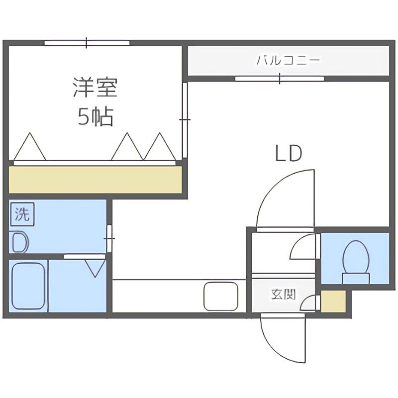 グランディール南5条(1LDK/2階)の間取り写真