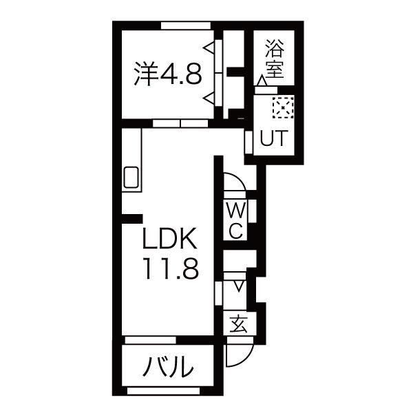 グロースハイツ新石切II(1LDK/2階)の間取り写真