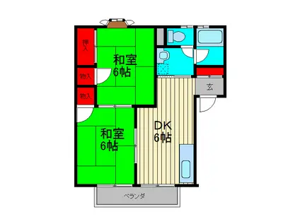 コーポラスホワイト(2DK/2階)の間取り写真