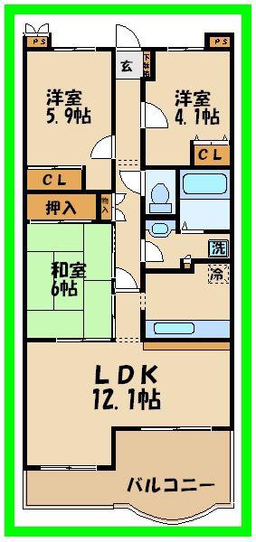アーバンハイム成城PARTV(3LDK/3階)の間取り写真