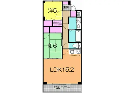 フォーラム二番館(2LDK/3階)の間取り写真