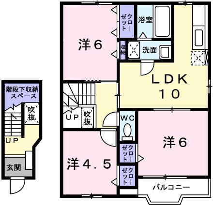 グリーンコート柿内(3LDK/2階)の間取り写真