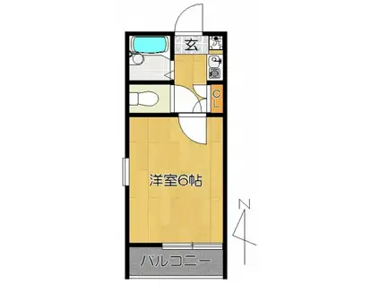松戸スタンドヒル(1K/2階)の間取り写真