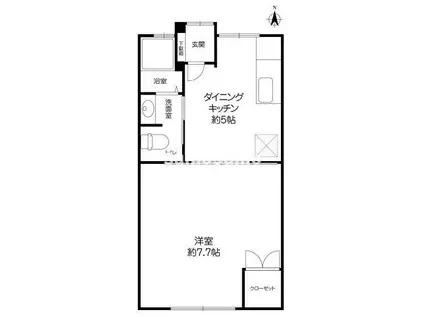 岡本梅林6号棟(1DK/1階)の間取り写真