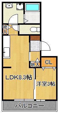 ソレールヴィラ(1LDK/3階)の間取り写真
