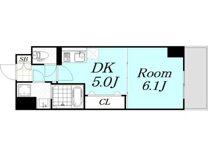 S-FORT福島EBIE(1DK/3階)の間取り写真