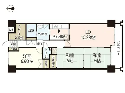 ホウライツルビル(3LDK/3階)の間取り写真