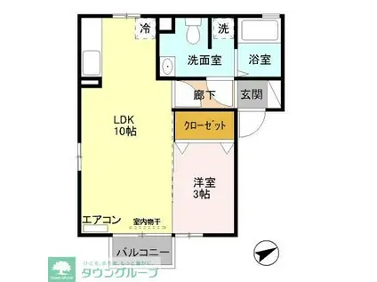 ピュアマインドC棟(1LDK/1階)の間取り写真