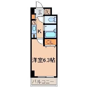 カーサ・ピアチェーレ(1K/3階)の間取り写真