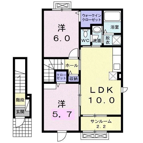 モンテピエール(2LDK/2階)の間取り写真