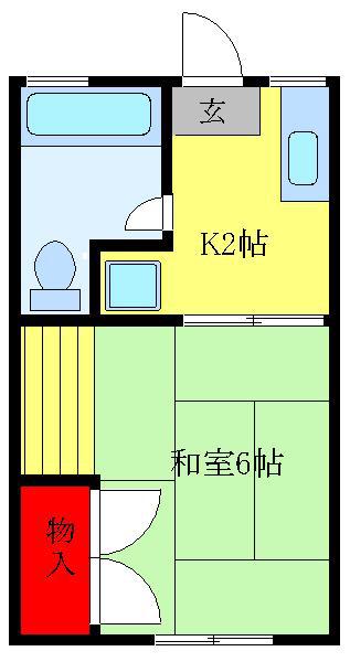 フジハイツ17号棟(1K/2階)の間取り写真