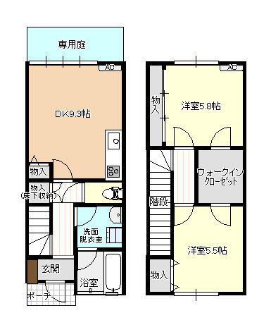 ファイン西荒屋(2DK/1階)の間取り写真