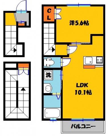 グランフロント大和(1LDK/3階)の間取り写真