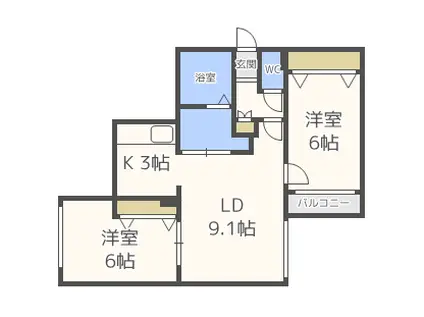 サウス NANA(2LDK/3階)の間取り写真