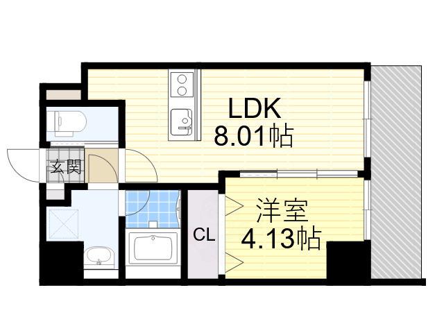 ウェルホームズ住吉大社(1LDK/7階)の間取り写真