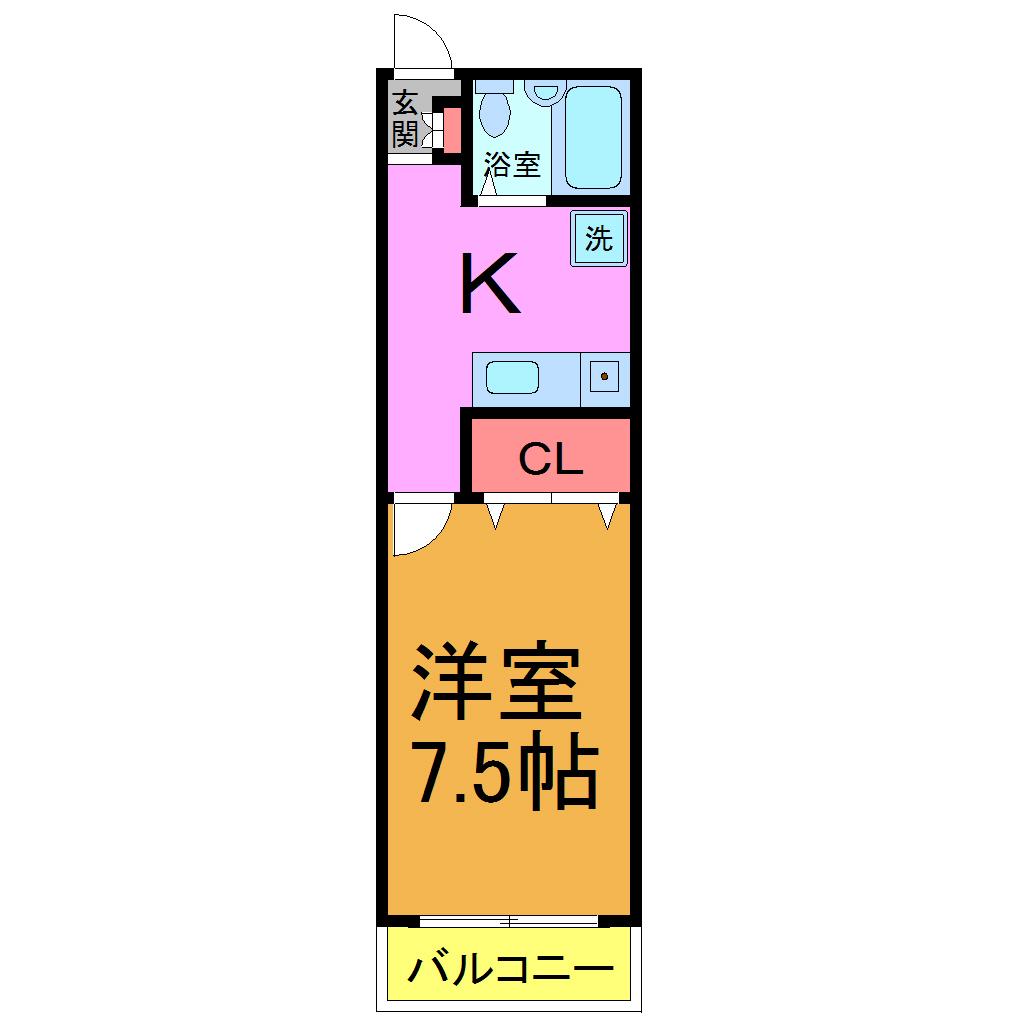 イワサレジデンスA棟(1K/2階)の間取り写真