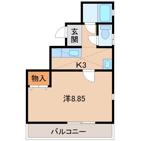 ラ・グラース本町(1K/2階)の間取り写真