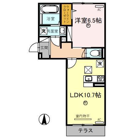クレアール西九条(1LDK/1階)の間取り写真