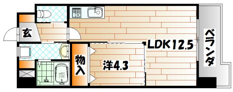 グランエスパシオ浅野(1LDK/10階)の間取り写真