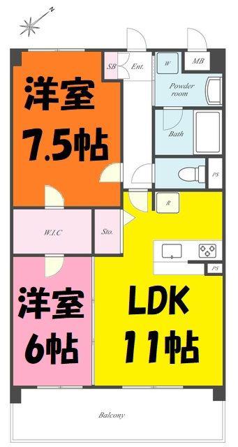 MS SQUARE(2LDK/1階)の間取り写真