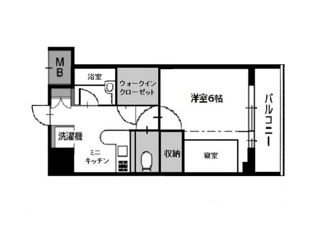 ラポール中島(1DK/9階)の間取り写真
