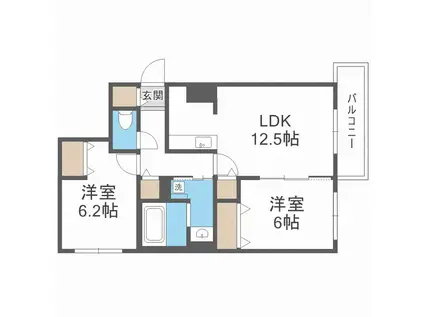 RAINBOW ROAD南円山(2LDK/3階)の間取り写真