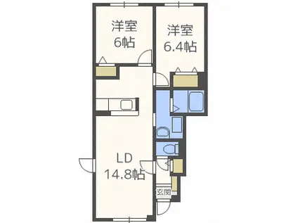 アウル 916(2LDK/1階)の間取り写真