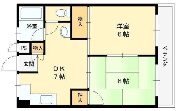 寿コーポラス(2DK/3階)の間取り写真