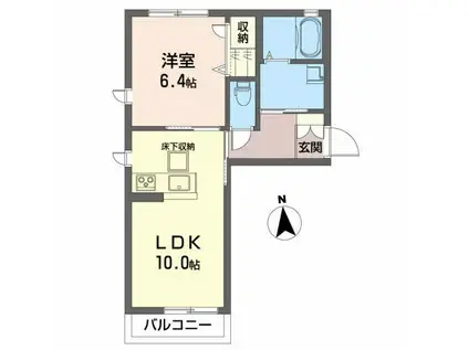 プロヌーブ大和町A(1LDK/1階)の間取り写真
