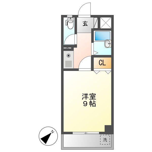 サン・ラモン本山(1K/2階)の間取り写真