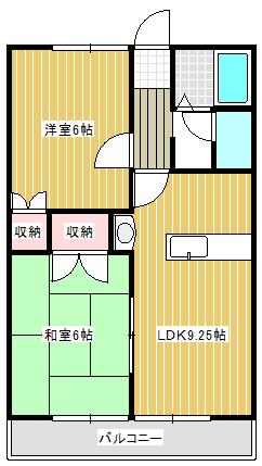 ガーデンパレスA棟(2LDK/2階)の間取り写真