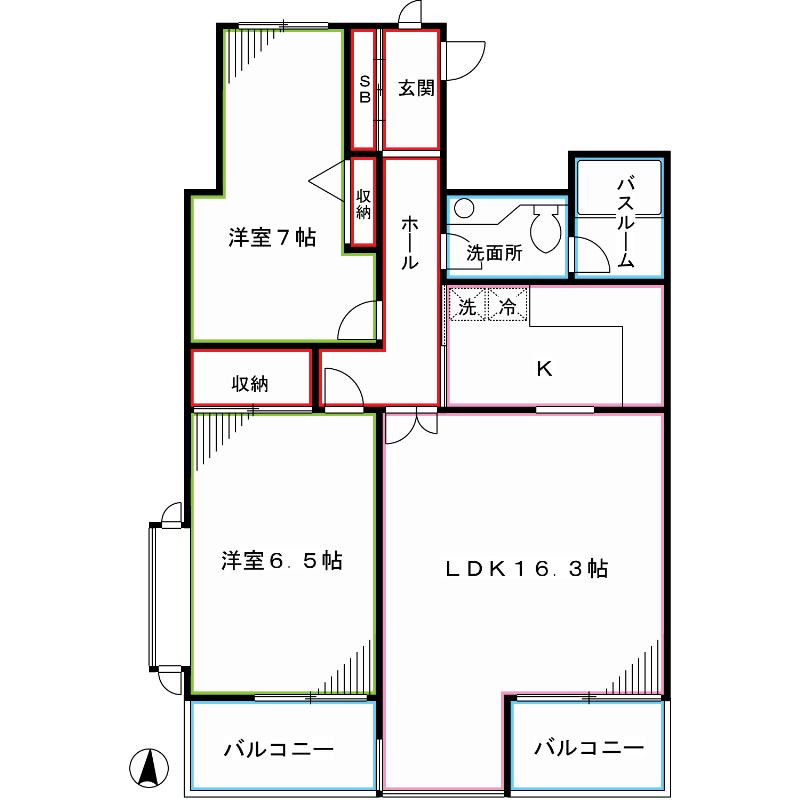 インテグラーレ哲学堂(2LDK/4階)の間取り写真