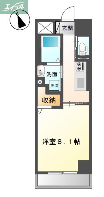 レジデンスアイリス医大南(1K/2階)の間取り写真
