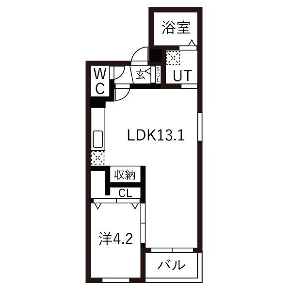 DEVELD荒子(1LDK/1階)の間取り写真