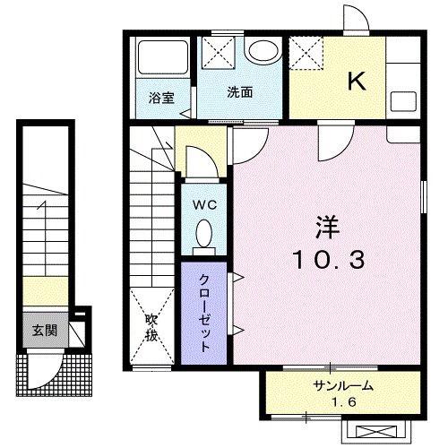 エコルポアイM(1K/2階)の間取り写真