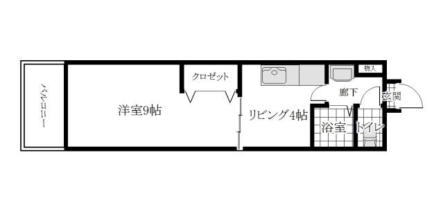プリムヴェール(1K/2階)の間取り写真