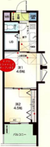 NO48プロジェクト2100博多(2K/14階)の間取り写真