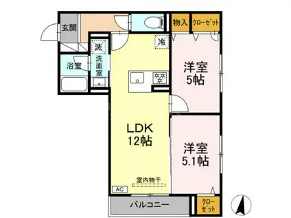 DBLESS川崎 イースト(2LDK/3階)の間取り写真