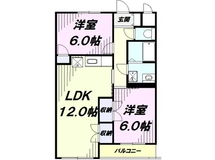 ハイツ豊泉(2LDK/4階)の間取り写真