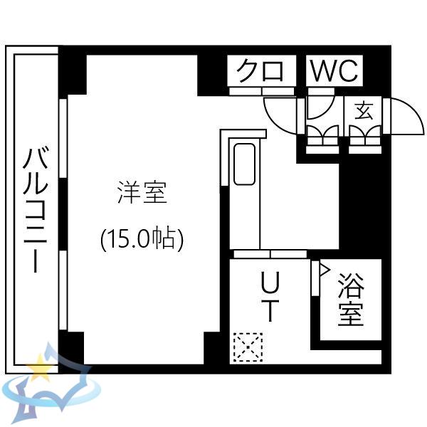 E-ハウス(1K/12階)の間取り写真