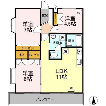 ラーバンハイツ(3LDK/1階)の間取り写真