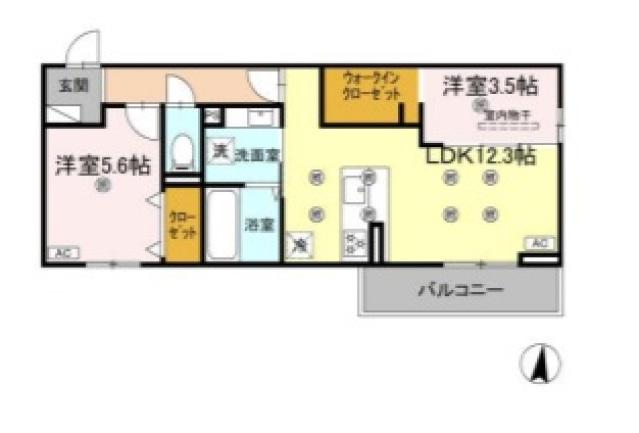 クランツ北井門(2LDK/2階)の間取り写真