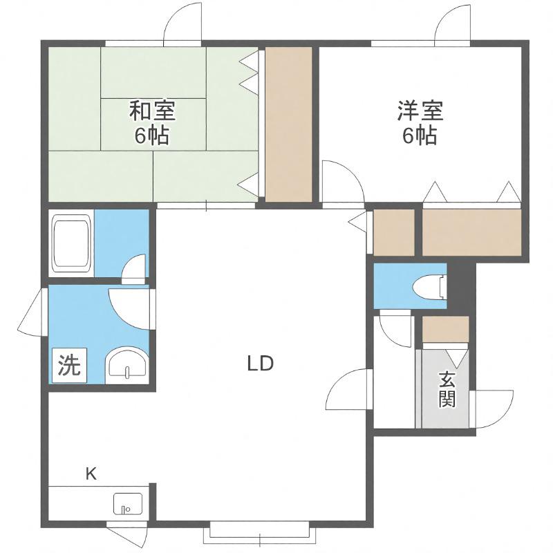 エルポート菊水上町(2LDK/2階)の間取り写真